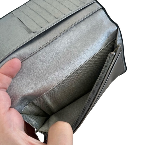 Authentic CHANEL Black Smooth Pin Stripe Quilted Leather Long Wallet with Box - Picture 9 of 16